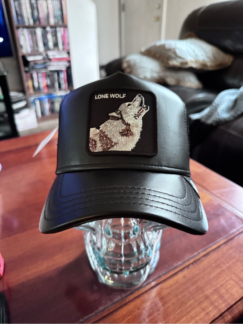 Goorin Bros. "PACK BOSS" Leather/Poly Trucker Hat. Black Mesh SnapBack. NWT